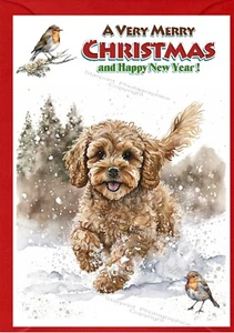 Cavapoo / Doodle Dog A6 (4" x 6") Christmas Card (Blank inside) by Starprint - Picture 1 of 1