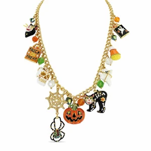 Ritzy Couture Trick or Treat Halloween Multi Charm Adjustable Necklace-Goldtone - Picture 1 of 9