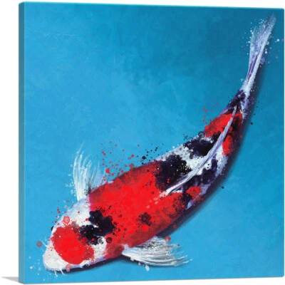 Lienzo de arte Taisho Sanshoku Koi Carpa Pez Japón China Asia Lienzo Arte Impresión Foto 1 de 4