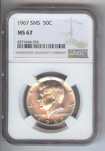 1967 Kennedy SMS Half Dollar NGC MS67 - Picture 1 of 2