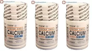 Major Pharma Oyster Shell Calcium, with Vitamin D, 500 mg- 60 tab X 3 Packs - Picture 1 of 1