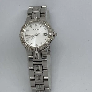 Bulova Watch Silver Tone W Diamonds C867878 - Picture 1 of 17