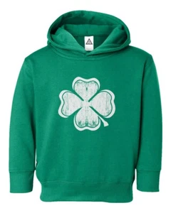 Sudadera con capucha verde angustiado de cuatro hojas trébol de borde crudo niños pequeños - Imagen 1 de 2