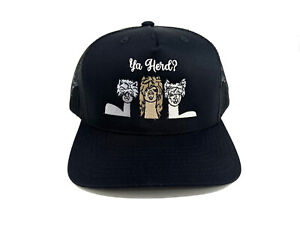 Ya Herd?- Black Alpaca Trucker Hat- Trucker hat with Embroidered Alpaca Design