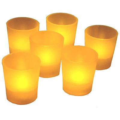 New Flickering Amber 6 Flicker Light Flameless LED Tealight Votive Tea Candles - Image 1 of 3