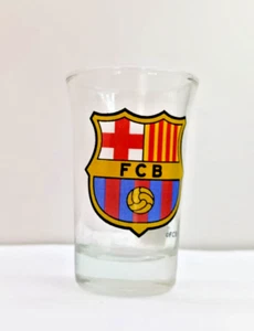 Vintage Beer Mug Souvenir SHOT Glass Clear FCB Cup Gilded 3" x 1.5" Orginal - Picture 1 of 3