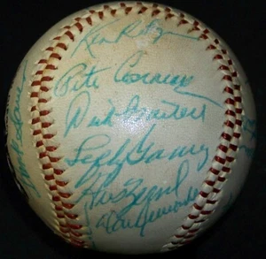 Lefty Gomez Eddie Mathews Bob Feller Early Wynn Signed Baseball 22 Autos JSA LOA - Picture 1 of 8