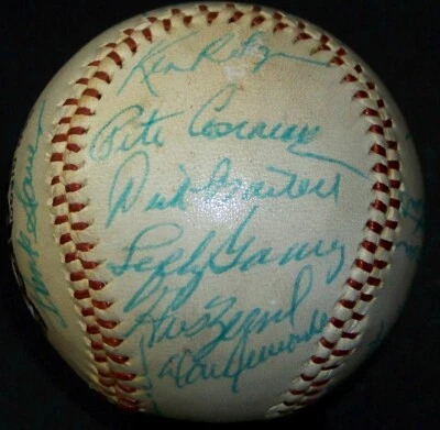 Lefty Gomez Eddie Mathews Bob Feller Early Wynn Signed Baseball 22 Autos JSA LOA - Image 1 of 4