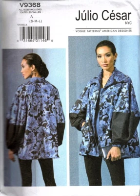 Vogue V9368 Julio Cesar Misses Lined Jacket Sewing Pattern New Size S to L - Image 1 of 2
