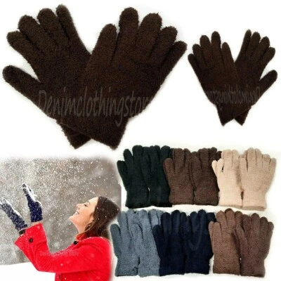 Lote de 4 pares de guantes mágicos de invierno tejidos elásticos cálidos acogedores difusos para hombres y mujeres Foto 1 de 4