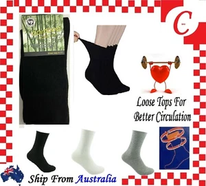 3Prs MEN Women Bamboo Medical Circulation Diabetic LOOSE TOP SOCKS Work size2-14 - Picture 1 of 10
