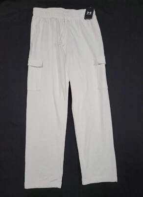 Calça cargo Under Armour masculina Rival Terry 1387361-114 branca utilitária joggers - Imagem 1 de 4