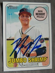 Miami Marlins Nick Neidert 2018 Topps Heritage Minors Jumbo Shrimp Autogrammkarte - Bild 1 von 1
