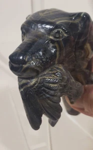 Vintage Walking Stick Cane Handle Carved Bakelite Dog Head Labrador w Bird - Picture 1 of 9