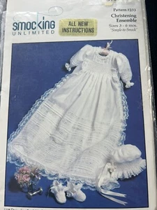 Vestido de Bautizo Sin Cortar 1983 Coser Patrón Smocking Ilimitado De Colección #233 3-6 meses - Imagen 1 de 5
