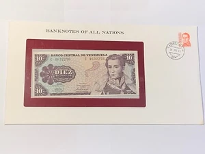 Ticket Und Umschlag Venezuela Zehn Bolivares 1981 Neu + Karte (102-18/A0-93) - Bild 1 von 3