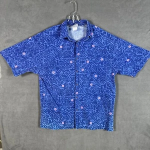 Vintage Island Force Aloha Shirt Mens M Blue Surf Skate Button Up 80's 90's - Picture 1 of 10