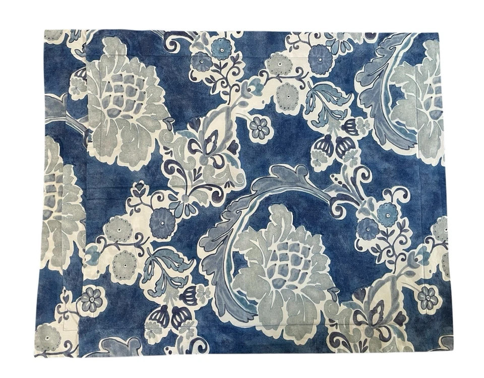 Pottery Barn Jacey Standard Pillow Shams Blue Floral Organic Cotton. Set Of 2 - Image 1 of 4