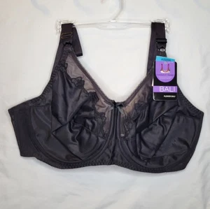 Bali Bra 40DDD Flower Comfort-U Midnight Black 0180 Underwire New w Tags - Picture 1 of 5
