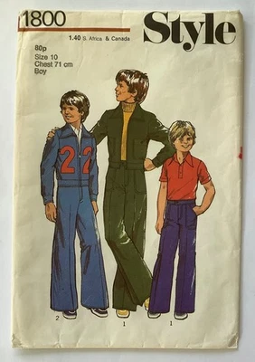 Style 1800 Sewing Pattern UNCUT  70s Jacket, Pants - Boy 10 Chest 28”/71cm - Image 1 of 3