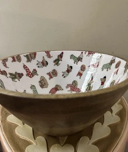 Sugarplum Dreams Wooden Dachshund Christmas Bowl - Picture 1 of 6