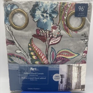 Neu Pier 1 One Floral Ashford Vorhang Panel 50" x 96 gefüttert Ösen doppelt gefüttert - Bild 1 von 3
