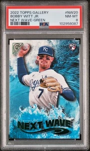 2022 Topps Gallery Rookies /250 Green Next Wave #NW-20 Bobby Witt Jr. RC SP PSA8 - Foto 1 di 10
