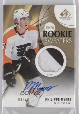 2019-20 SP Game Used Inked Rookie Sweaters /49 Philippe Myers RPA Patch Auto RC - Image 1 of 2