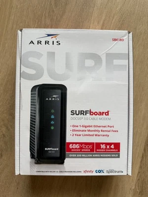 ARRIS SB6183 Surfboard 16x4 DOCSIS 3.0 Cable Modem - Black - Image 1 of 4