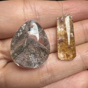 Colgante de cuarzo fantasma escénico natural cristal curativo 2 piezas-25 - Imagen 1 de 11