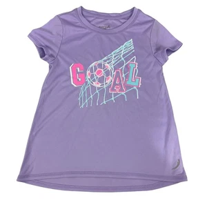 ExerTek Girls Activewear Soccer Goal Graphic T Shirt Size 6X Short Sleeve Purple - Picture 1 of 4