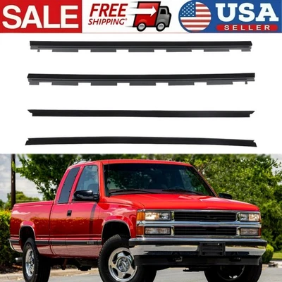 For Chevy Truck Inner & Outer Window Sweep Felt Trim Seal Weatherstrip Kit 4Pcs - Image 1 of 4