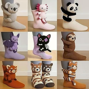 3D Strick Tiersocken, Handarbeit Tiersocke, Winter warm dick lustig Tier Socke - Bild 1 von 21
