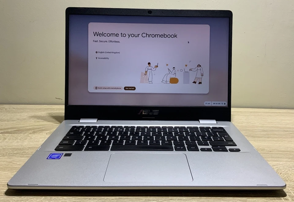 ASUS ChromeBook C423 14" Laptop Intel Celeron CPU N3350 1.10GHz 4GB 32GB EMMc - Image 1 of 4