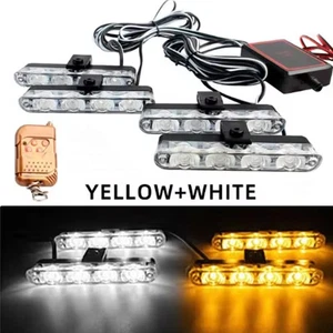 Vehicle Warning Lamp Yellow&White Wireless Strobe Light Remoter 4 Panels for Car - Picture 1 of 18