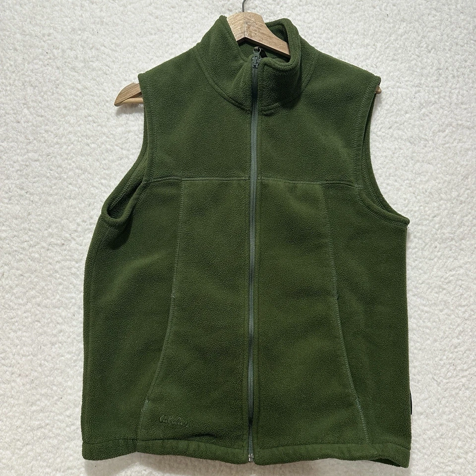 Cabela's Polartec Fleece Vest Full Zip Green Outdoor Sleeveless Pockets Sz S REG - Image 1 of 4