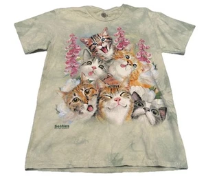 The Mountain Shirt Men Tee M Green Tie Dye Cat Kitten Selfie Preowned - Picture 1 of 5