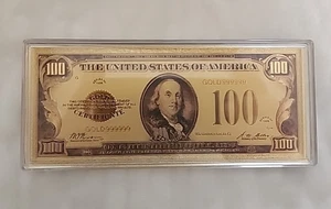 $100 Gold Certificate Series of 1928 Collectible Gold Plated Foil Commemorative - Picture 1 of 4