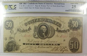 $50 T-8 1861 Confederates States Of America PCGS VF25 - Picture 1 of 2