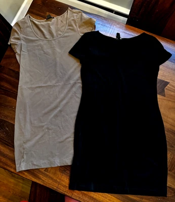 H&M Women's T-Shirt Dresses - Set of 2 - Size Large - Black/Brown - Image 1 of 4