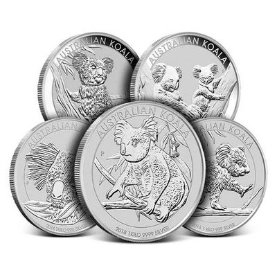 Moneda Koala de Plata Australiana de 1 Kilo (Año Aleatorio, BU) Foto 1 de 2