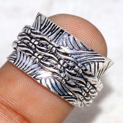 Anello Spinner placcato argento 925 US 8 perfetto da regalare GW - Immagine 1 di 3