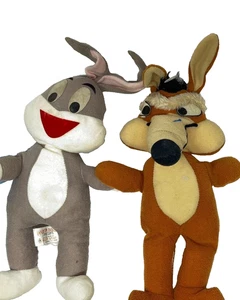 Lot of 2 Looney Tunes Plush Dolls – Bugs Bunny & Wile E. Coyote – Warner Bros. V - Picture 1 of 2