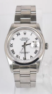 Rolex Datejust Ref 16200 36MM Esfera Romana Blanca Bisel Acanalado Pulsera Oyster Foto 1 de 4