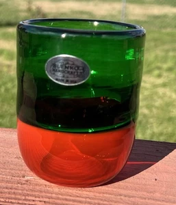 Blenko Glass Green & Red Cup 10oz New 2025 - Picture 1 of 11