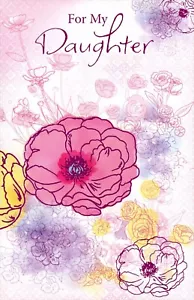 Loving MOTHER'S DAY Card FOR DAUGHTER, Flower Line Art by American Greetings +✉ - Picture 1 of 5