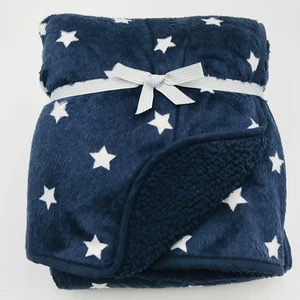 Carter's Baby Blanket Stars Navy Blue White - Picture 1 of 4