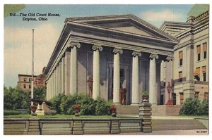 Antigua casa de la corte edificio Dayton Ohio OH postal lino mal impreso sin reverso - Imagen 1 de 2