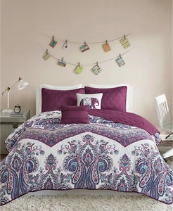 Intelligent Design Tulay Paisley Damask Reversible 5-Pc Coverlet Set FULL QUEEN - Picture 1 of 6