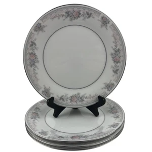 Noritake Bridal Waltz Salad Plates Set of 4 VTG 8" 4109 Pink Blue Floral - Picture 1 of 12